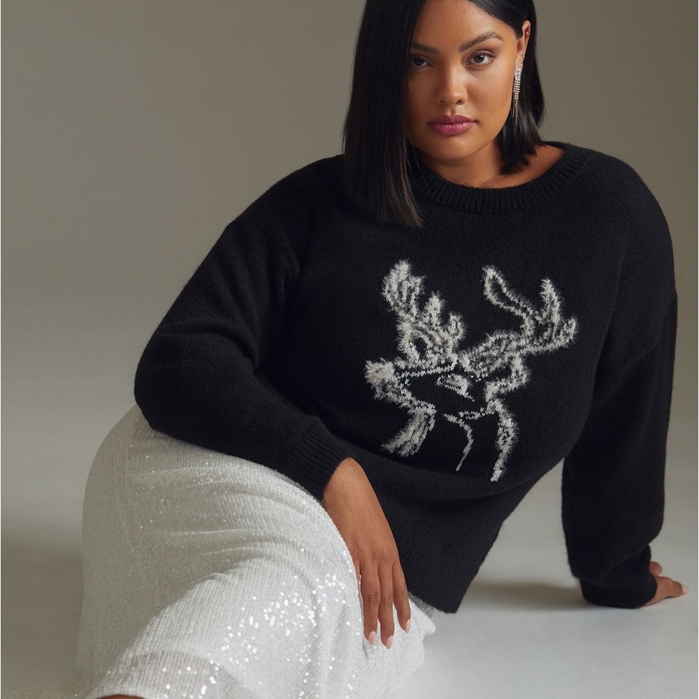 Anthropologie Oh Deer Sweater 1X